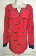 Style &amp; Co Orange Dragonfly Long Sleeve Pullover Tunic Top Blouse Size 0X - £7.30 GBP