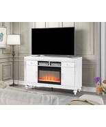 White Electric Fireplace TV Stand: Modern Media Console Heater - €995,64 EUR