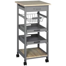 Rolling Kitchen Island Cart with Drawer &amp; Basket, Grey - $150.39 CAD
