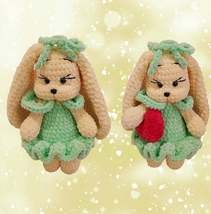 Crochet mint plusie bunny, Height 11.41 inch/29cm, Special Valentine bunny - £29.57 GBP+