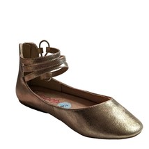 Jellypop Lovebird Gold Ankle Strap Back Zip Ballet Flats Size 8.5 New w/out Box - £22.15 GBP