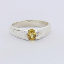 Yellow Sapphire Heat Treated 5 x 3 mm Oval 925 Ring Size 5.5 Stacking Design 318 - £41.99 GBP