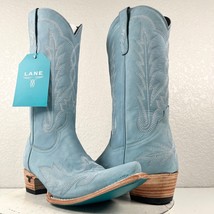 Lane LEXINGTON Powder Blue Cowboy Boots Ladies 11 Leather Western Style Snip Toe - £170.11 GBP