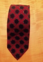 Vtg Lanvin Dark Red Purple Geometric Print Detail Neck Tie - $38.61