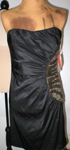 New Womens Designer Ali Ro Black Dress 8 Strapless NWT Sequin Rouched Party  - £105.71 GBP
