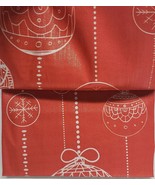 1 Printed Fabric Tablecloth,60&quot;x84&quot; Oblong, CHRISTMAS TREE ORNAMENTS ON RED - $51.99