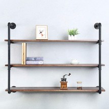 Industrial Pipe Shelving, 48-Inch Rustic Metal Floating Shelves, Steampunk Real - £143.33 GBP
