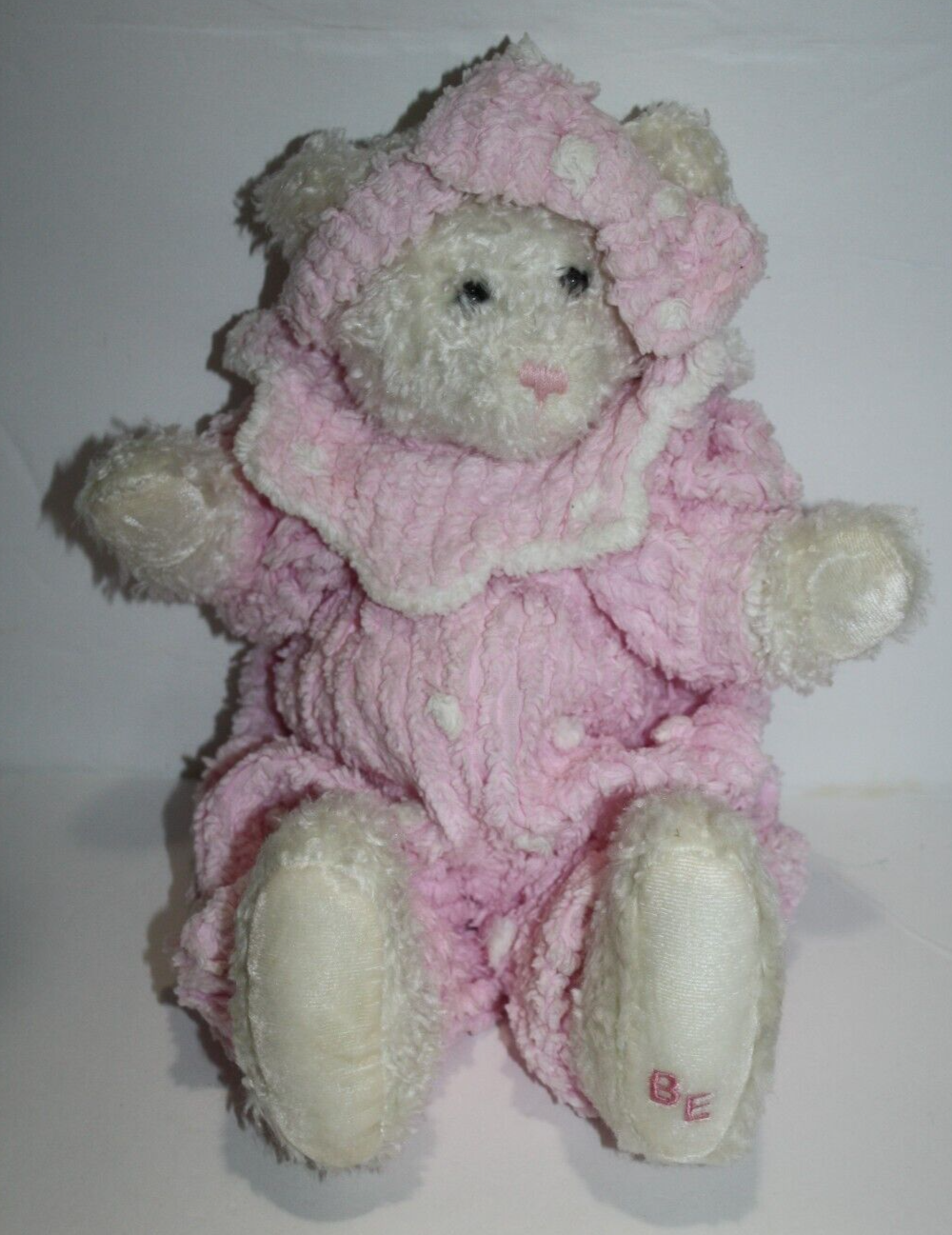 Boutique Enterprises Teddy Bear Soft Pink Chenille White Plush 14" Bow Stuffed Item image 2