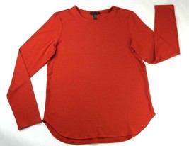 Eileen Fisher Burnt Orange Jersey Crew Neck Long Sleeve Basic Tee Size M... - £27.01 GBP