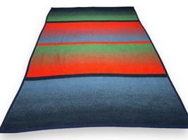 Vtg Biederlack Red Green Blue Gradient Acrylic Blanket Throw USA 52x74” - $39.11