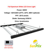 SunPlix G3 6 Bar 650W Full Spectrum White Samsung LM301H LED Grow Light - £474.08 GBP+