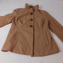Old Navy Women’s Camel Button Front Raffle Collar Coat Jacket Pockets Size M image 10