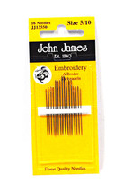 John James Embroidery Needles Assorted Sizes 5/10 - £6.22 GBP