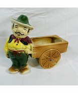 Vintage Man Pulling Cart Mexican Style Art 1950&#39;s Planter Pot - $303.91 MXN