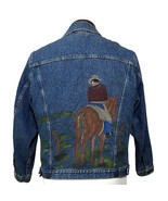 Vtg 1970&#39;s Hand Painted Denim Jacket Bristol Blues Cowboy Horse Made USA... - $149.42 CAD