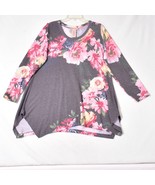 Philosophy Grey Floral Botanical Trellis Sharkbite Tunic Top Size XL - €10,49 EUR