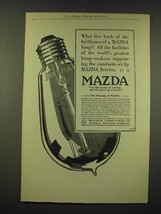1918 General Electric Mazda light bulb Ad - What lies back of the brilliance - $18.49