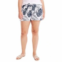 Nautica Womens Linen Blend Pull-On Shorts Size Small Color Blue Palm Print - $33.87