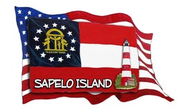 USA GA Flags Sapelo Lighthouse Decal Sticker Car Wall Window Cup Cooler ... - £5.46 GBP+