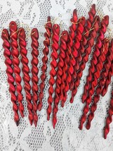 Red Twisted Icicles Christmas Ornaments Lot Of 18 Plastic 5&quot; Spiral Vint... - $13.99