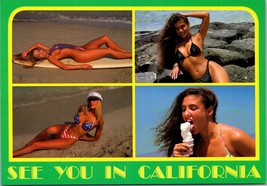 See You in California Postcard Risque Pinup Beach Girls Blonde  - £9.50 GBP