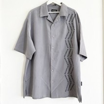 Vintage Y2K Rocawear Gray Print Button Up Shirt Streetwear Hip Hop Men&#39;s XL - £17.24 GBP