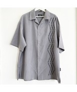 Vintage Y2K Rocawear Gray Print Button Up Shirt Streetwear Hip Hop Men&#39;s XL - £17.29 GBP