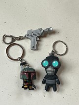 Lot of Disney Pixar Black Robot Star Wars Bobo Fett &amp; Laser Gun Key Chai... - £10.28 GBP