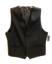 New J. Ferrar Men&#39;s Plaid Dress Vest Black Size M - £27.68 GBP