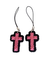 2 Pink Black Christian Cross Charms - £9.99 GBP