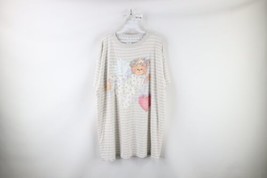 Vtg 90s Streetwear Womens One Size Striped Angel Bear Night Sleep T-Shirt USA - £30.89 GBP