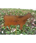 Rusty Cow Garden Stake Lawn Ornament Barn Yard Bovine Outdoors Amish Mad... - £11.77 GBP