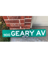 Vintage Geary Avenue Street Sign Authentic Porcelain Oklahoma City w/ Brackets - $280.14