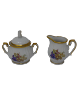 JKW West Germany Creamer &amp; Sugar Bowl Fruit with Gold Trim Fine Porcelain - €17,12 EUR