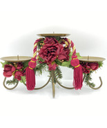 Brown Metal 3 Pillar Candle Holder Table Centerpiece Fireplace Mantle Roses - £23.44 GBP