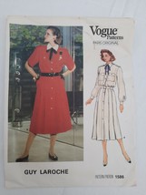 1985 Guy Laroche Vogue Pattern 1586 Pretty Dress Long &amp; Short Sleeves w/... - £7.62 GBP