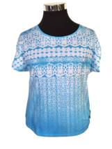 Cathy Daniels Tee Shirt Women&#39;s Size Petite Large Embellished Blue &amp; White - £11.99 GBP