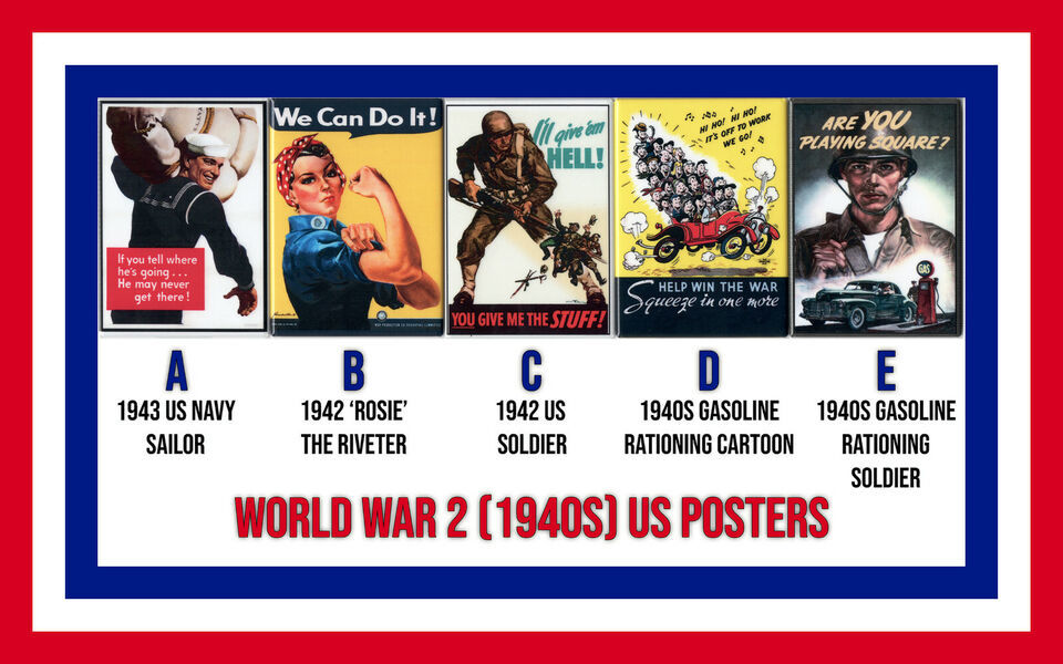World War 2 (WW2) 1940s Mini U.S. Posters Magnet Mirror Pinback 3.5&quot; x 2.5&quot; - $4.49+