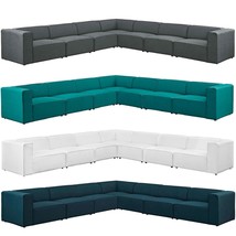 7 Piece Poly Fabric Sectional Sofa Modern Contemporary – Blue, Gray, Teal, White - £2,001.49 GBP+