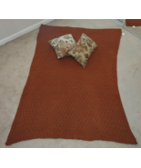 Martha Stewart Throw Blanket Burnt Orange &amp; Pillow Set 3pc Set Autumn Fall - $655.95 MXN