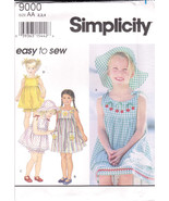 Simplicity 9000 Pattern Child Dress Top Bloomers Hat Sizes 2,3,4 Girls N... - £3.89 GBP