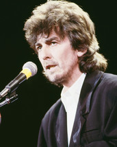 George Harrison 1970's Pose in Black Jacket Singing into Microphone on Stage 16x - $69.99