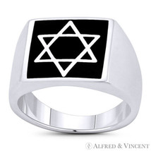 Jewish Star of David Magen Judaica Charm .925 Sterling Silver Men&#39;s Signet Ring - £33.15 GBP+