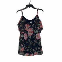 CAbi Tank Top Size Medium Navy With Multi Floral Polyester Womens Casual Lined - £11.24 GBP