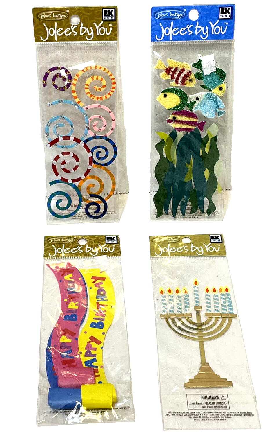 Jolees by You Mixed Lot of 4 Scrapbooking Stickers Birthday Fish Candles New - £12.98 GBP