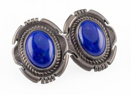 Navajo Artist Jon McCray IMHSS Blue Lapis Sterling Silver Earrings 27mm ... - $156.35