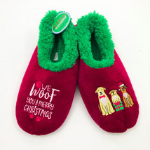 Snoozies Men&#39;s Slippers We Woof You A Merry Christmas Large 11/12 Burgundy - $12.86
