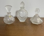 Vintage Frosted  Crystal Perfume Bottles Lot Of 3 Vanity Decor France Ge... - $19.59