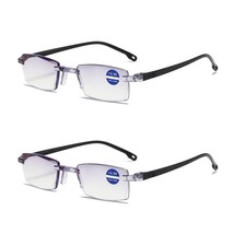 2PK Rimless Blue Light Blocking Reading Glasses Diamond Cut Edge Readers for Men - £6.86 GBP