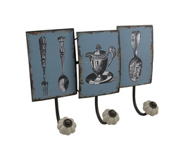 Zeckos Antique Style Tea Service Distressed Finish Decorative Wall Hook - £11.57 GBP